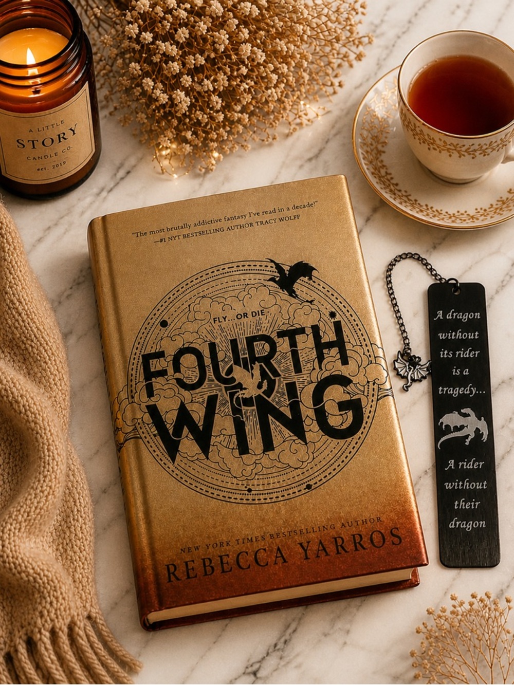 Fourth Wing Book + Dragon Bookmark Bundle ✨Book Lover Gift Set Fantasy Romantasy